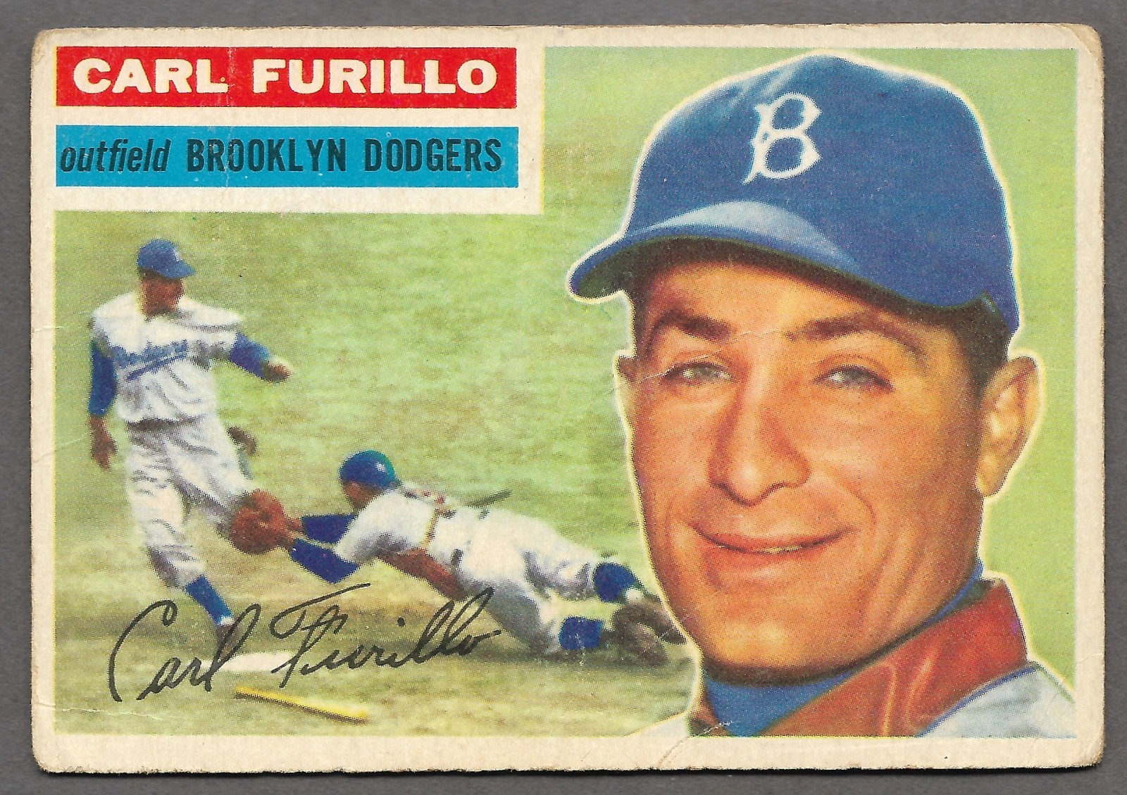 1956 Topps #190 Carl Furillo Dodgers GB Gray Back CENTERED 1956 Topps #190 Carl Furillo Dodgers GB Gray Back CENTERED