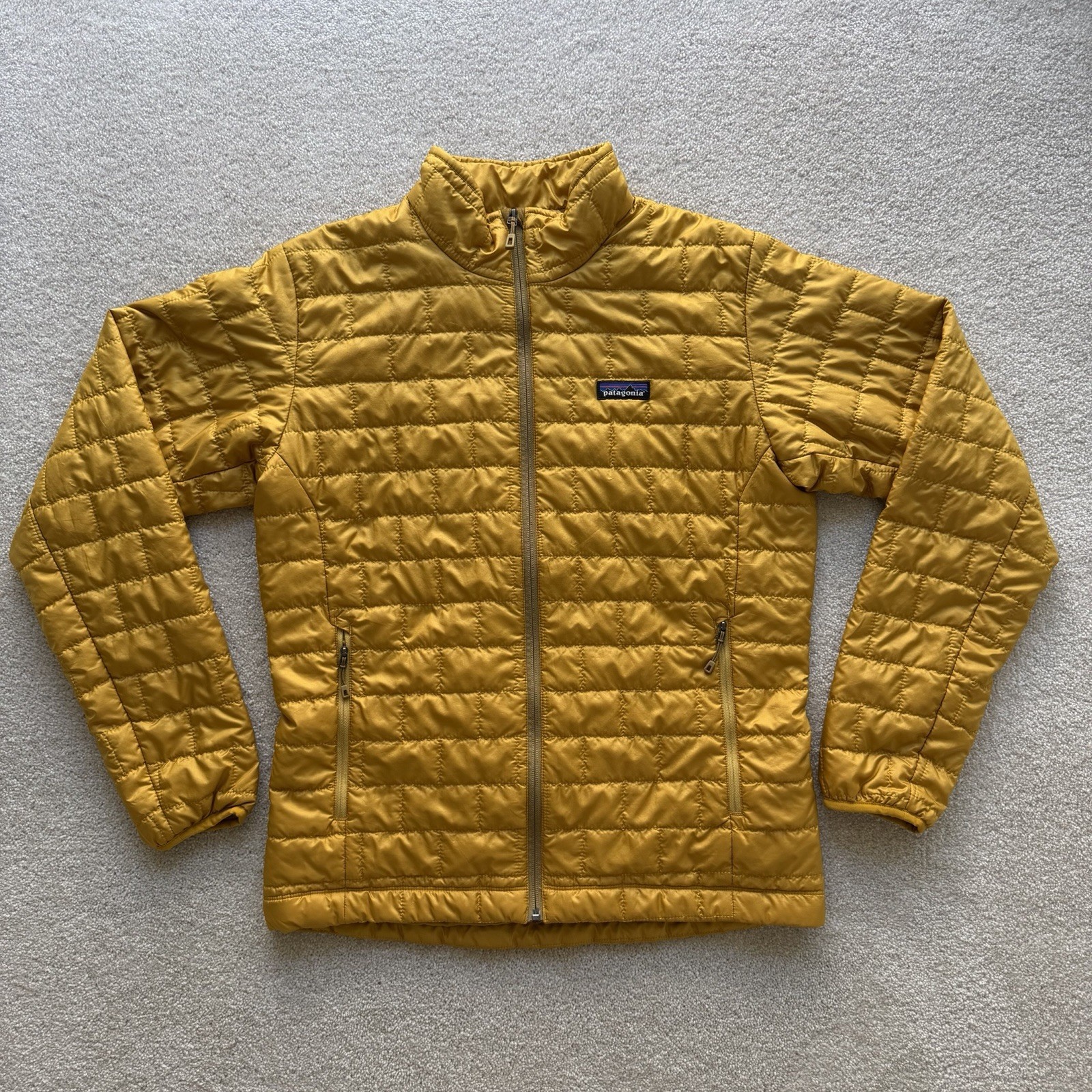 Patagonia Nano Puff Jacket Men\'s Medium Yellow Full Zip Puffer Outdoor 84212