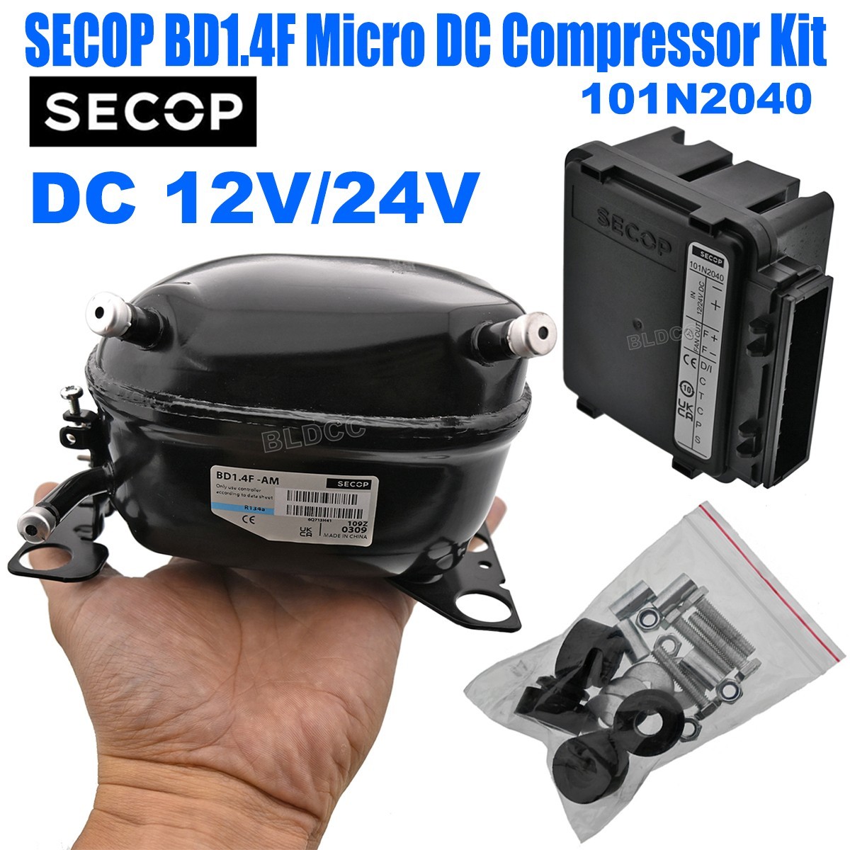 SECOP BD1.4F Car Refrigerator Micro Compressor W/ DC 12V/24V 101N2040 Controller