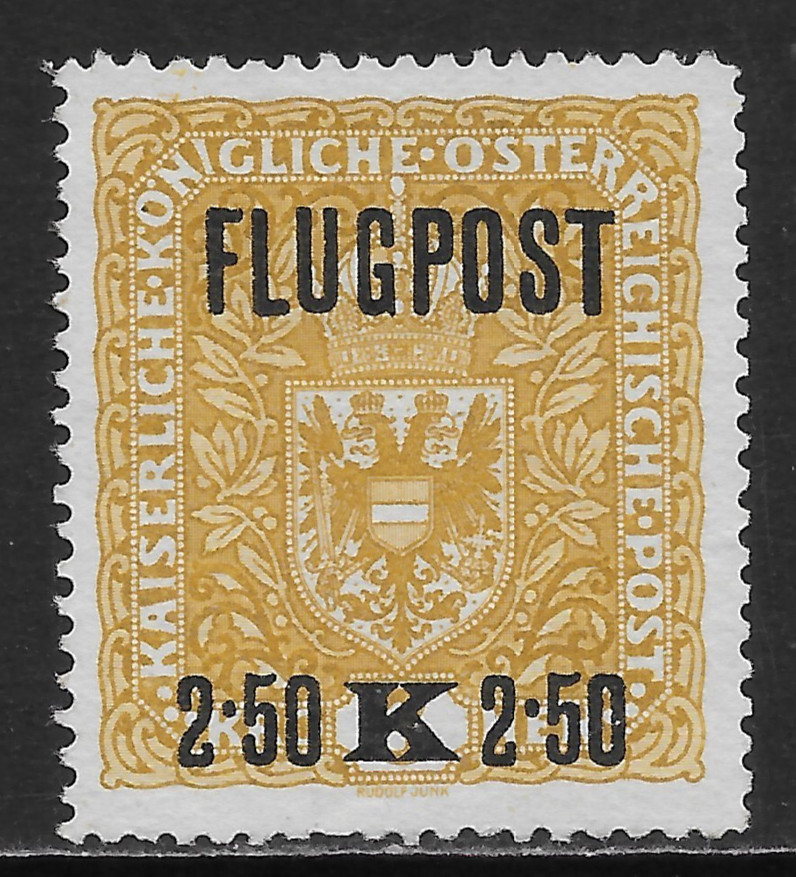 AUSTRIA SCOTT C2 MNG VF - 1918 2.50k on 3k OCHER AIRMAIL ISSUE