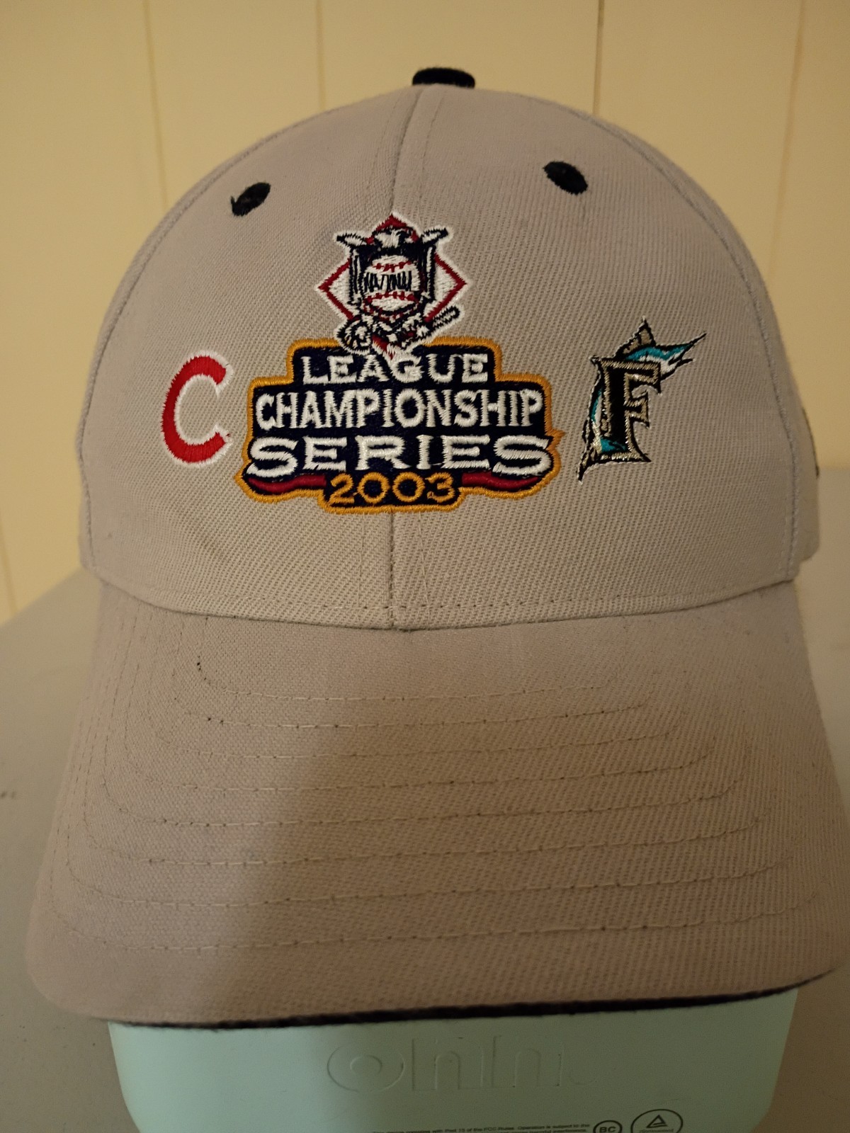 Vintage 2003 NLCS Chicago Cubs vs Marlins New Era Hat Cap Beige Strapback Y2K
