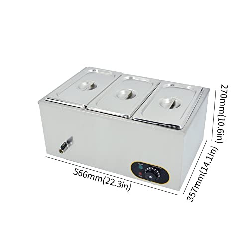 MOOTACO Commercial Food Warmer Stainless Steel Bain Marie Buffet Warmer 1500W, -