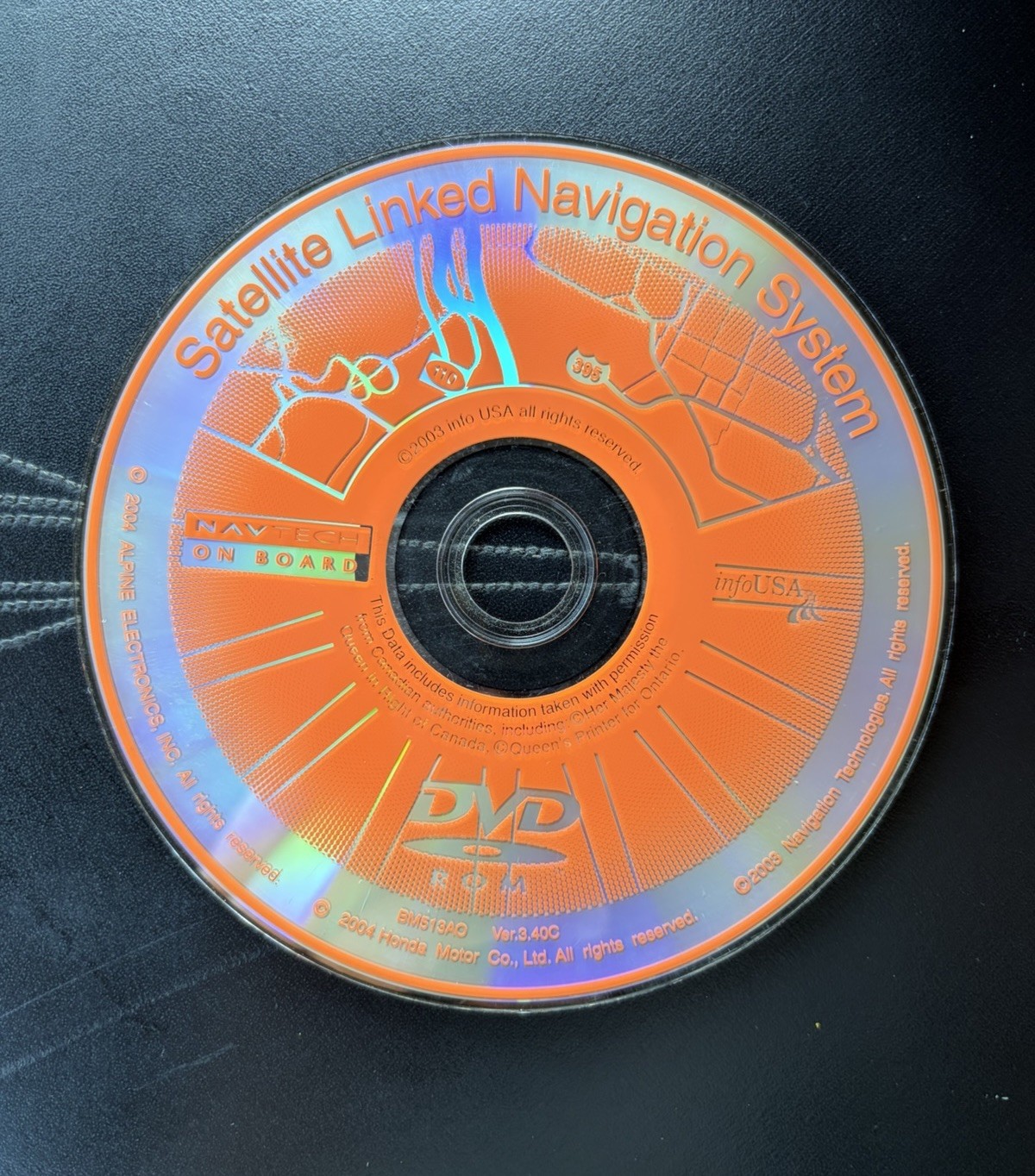 2004 2005 2006  ACURA TL NAVIGATION DVD ORANGE US CANADA VER.3.40C ACURA OEM