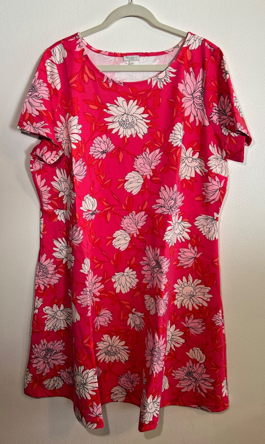 Talbots Hot Pink Floral Midi Fit & Flare, casual Size 22W,