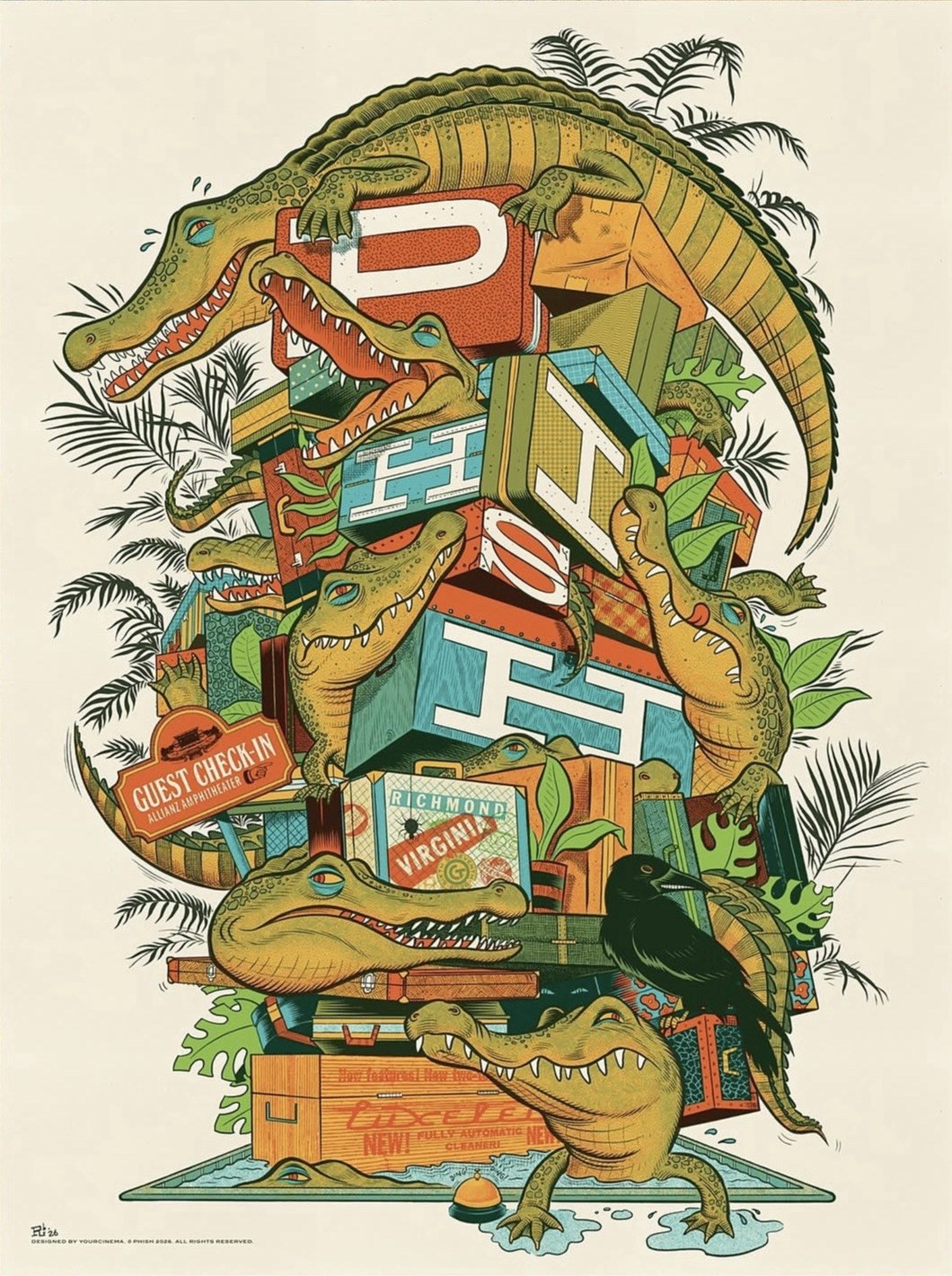 🧳 Phish Poster Allianz Amphitheater Richmond Virginia Your Cinema Numbered
