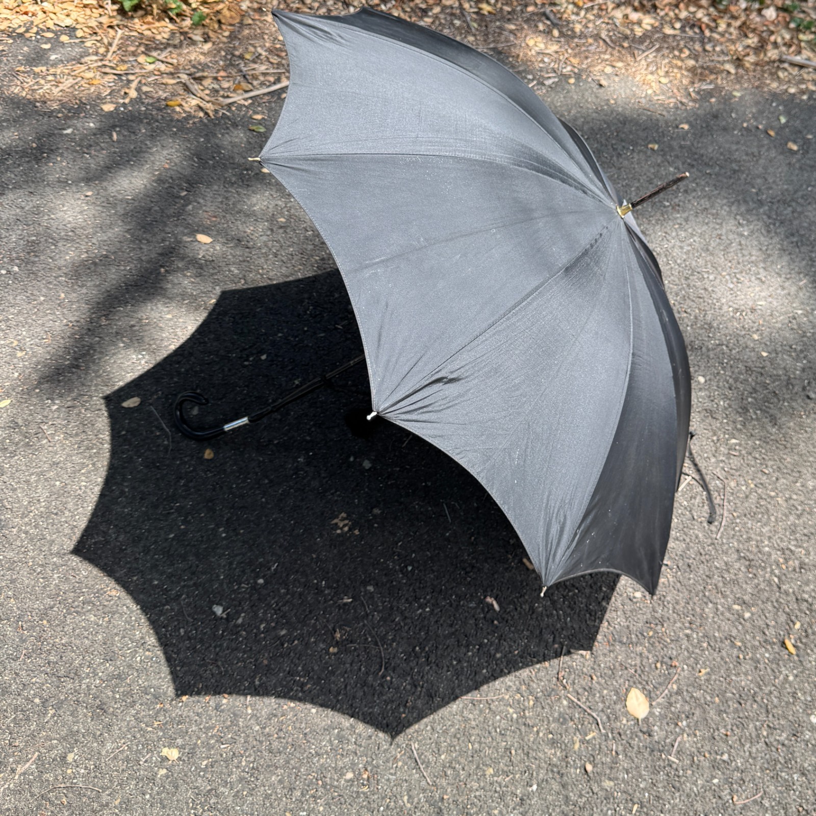EARLY VINTAGE HAAS JORDAN ACETATE UMBRELLA PARASOL MADE IN TOLEDO OHIO Black
