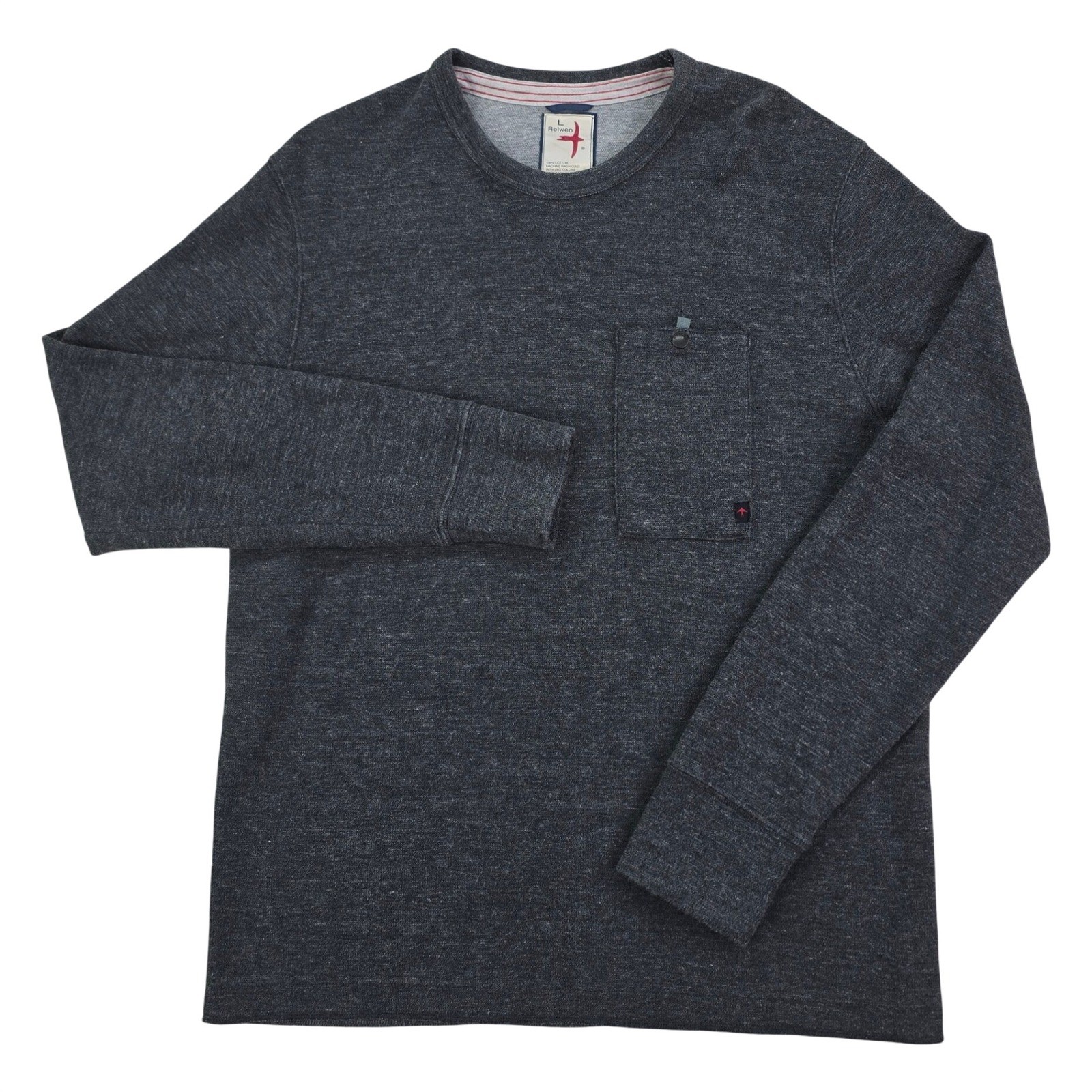 Relwen Surfmesh Crewneck Sweatshirt Mens Large Gray Waffle Knit Pocket Heritage