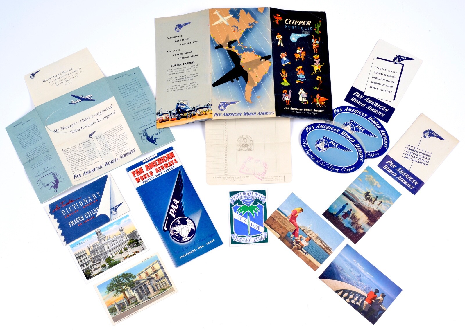 Vtg 50’s Pan Am Airways Advertising Brochure Poster, Luggage Stickers + MORE #1 Vtg 50’s Pan Am Airways Advertising Brochure Poster, Luggage Stickers + MORE #1