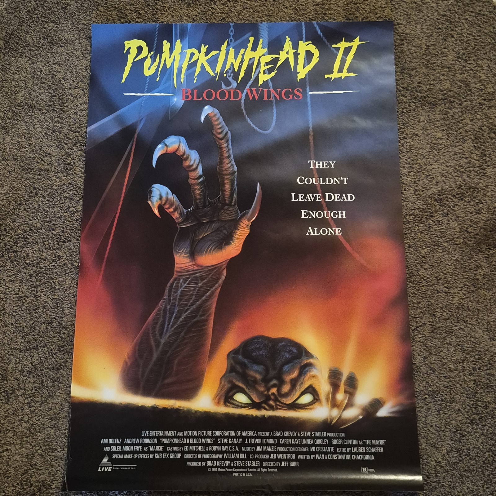 Vintage 1994 Pumpkinhead II Blood Wings Original 27x40 Video Store Promo Poster