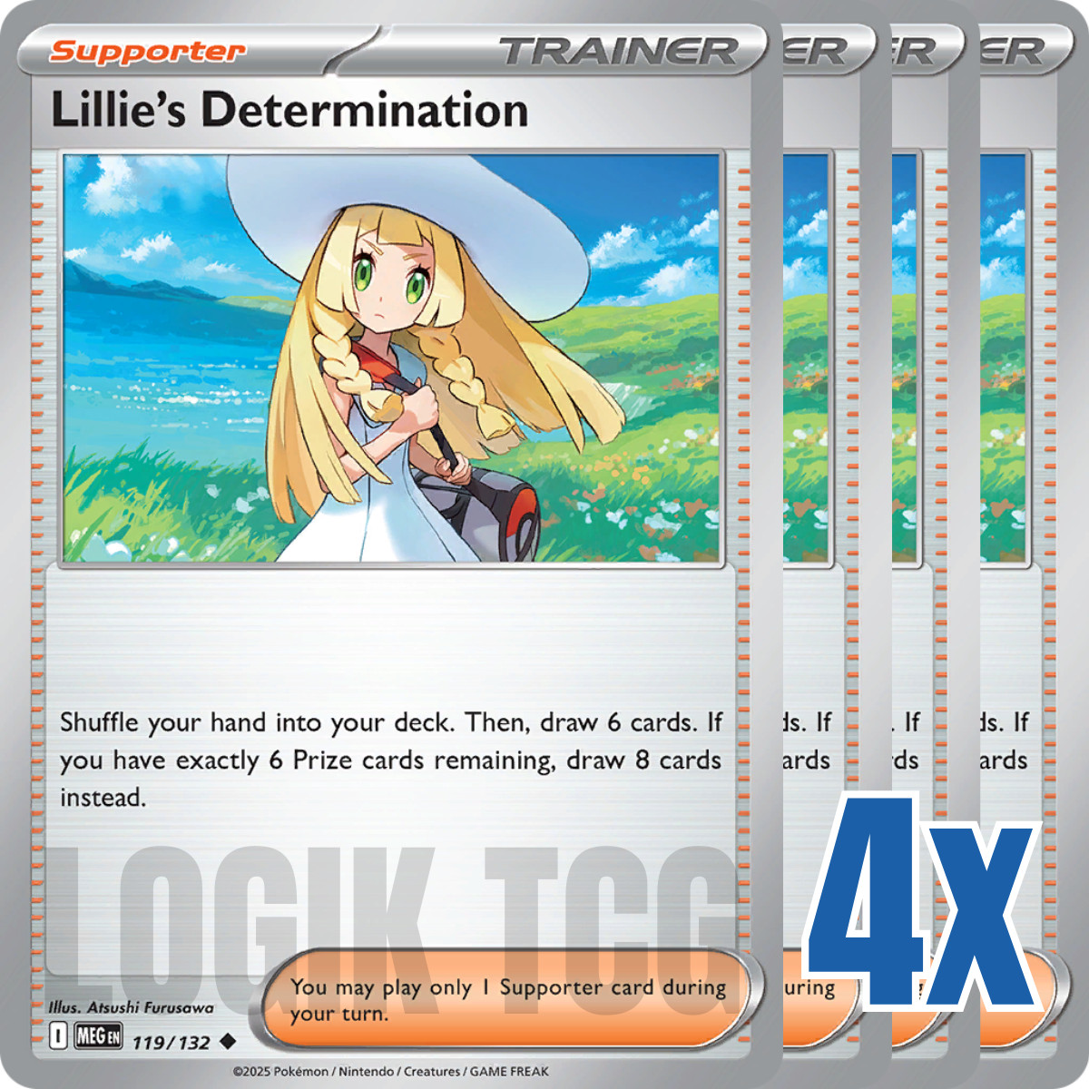 4x Lillie's Determination 119/132 x4 - Mega Evolution - Pokemon TCG - Playset 4x Lillie's Determination 119/132 x4 - Mega Evolution - Pokemon TCG - Playset