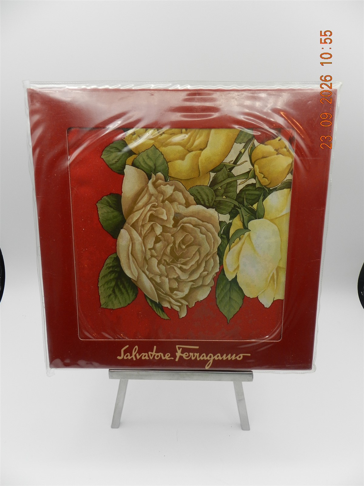 New Vintage Salvatore Ferragamo Scarf Leopard and Rose Print