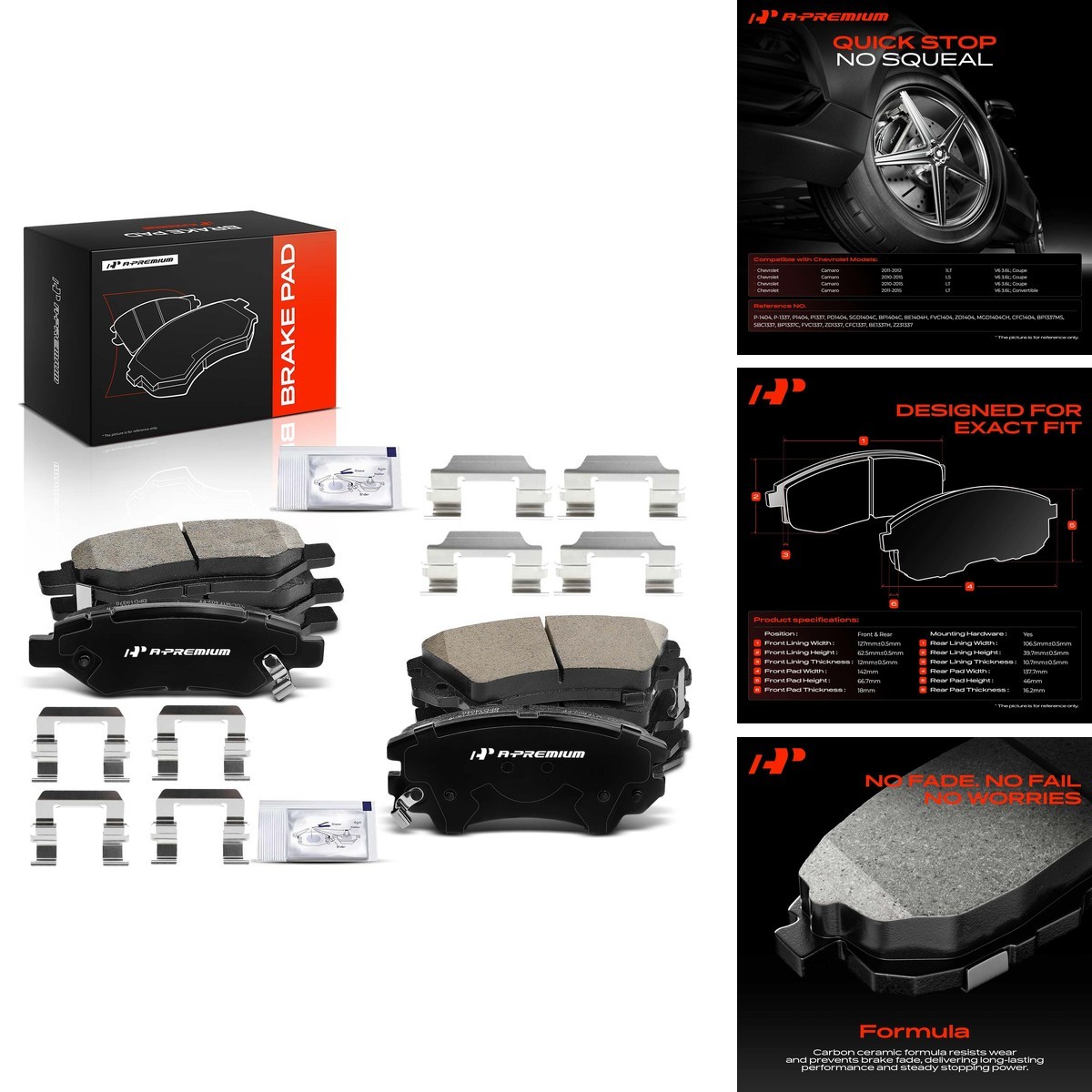 A-Premium Front and Rear Ceramic Brake Pads Compatible with Chevy A-Premium Front and Rear Ceramic Brake Pads Compatible with Chevy