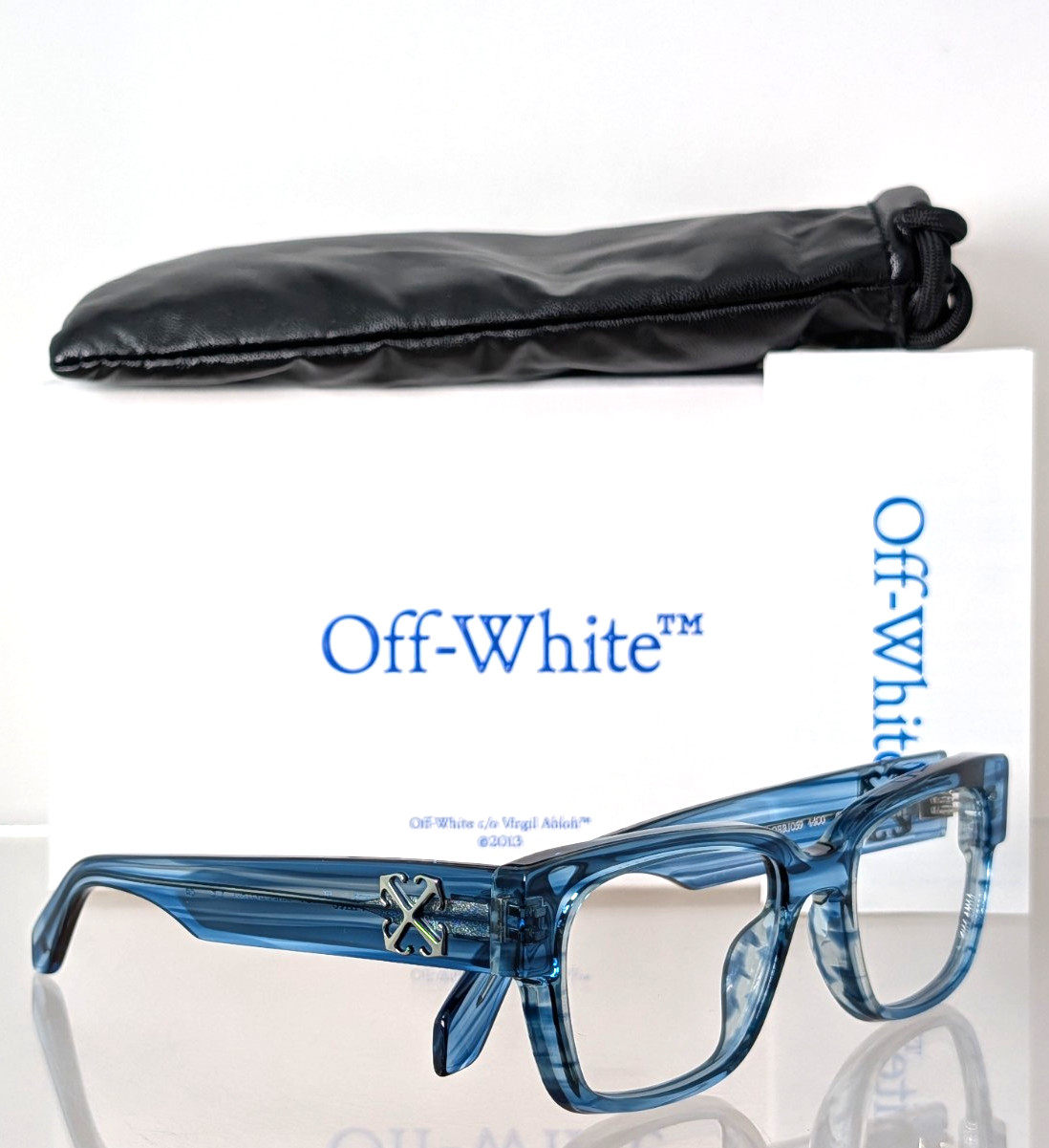 New Authentic OFF WHITE Eyeglasses­ STYLE 59 OERJ 059 4400 Blue Frame