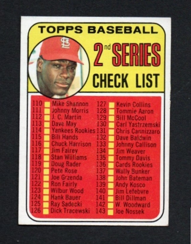 1969 Topps Baseball Card #107 - 2nd Series Checklist - Unmarked - Very Good Cond
