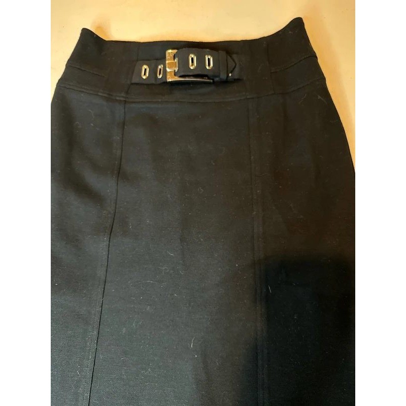 Cache Contour Collection Black Buckle Belt Pencil Skirt Size 8 High Waist Midi