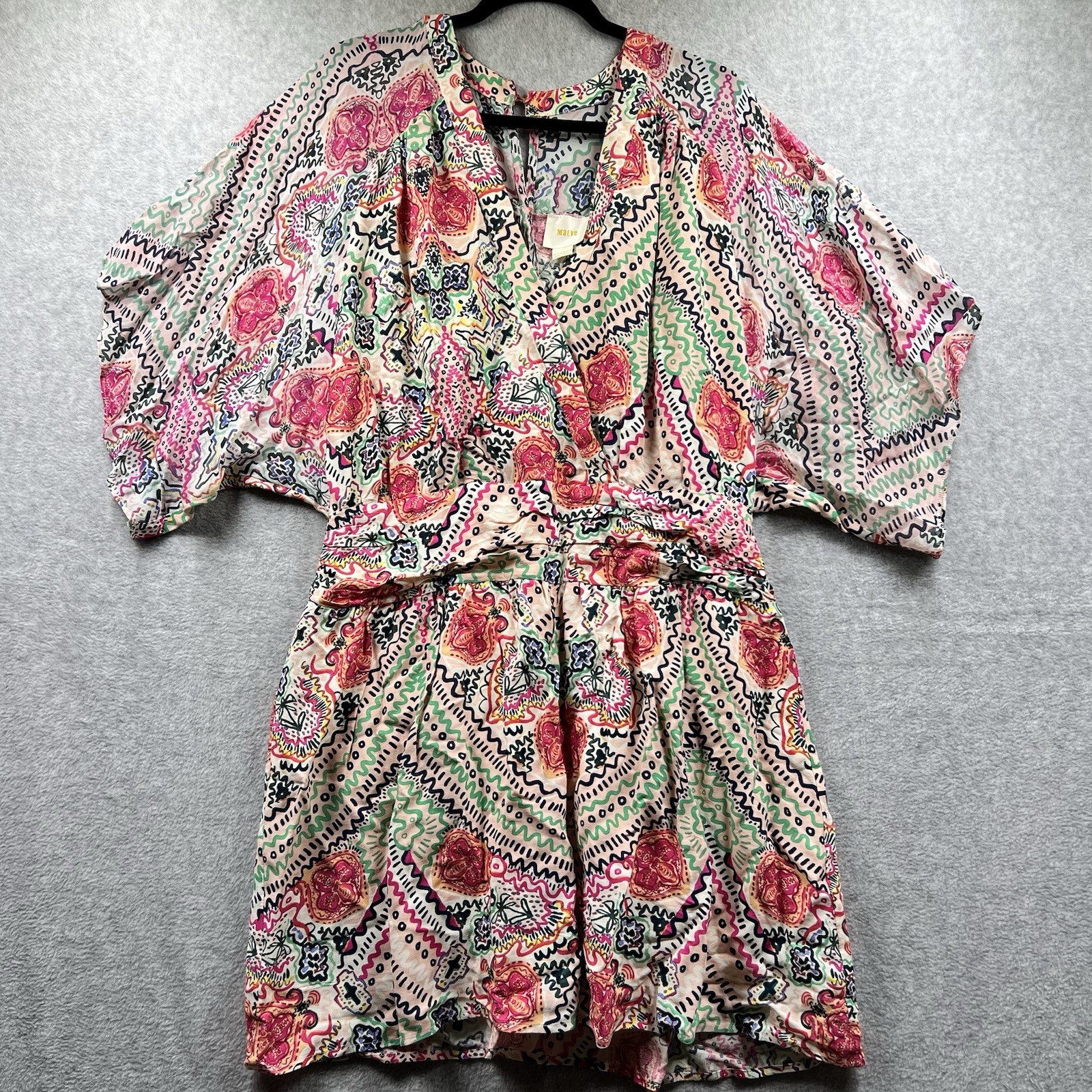 Anthro Maeve NWT Size 14 Abstract Floral Dropwaist Kimono Sleeve Dress Summer Anthro Maeve NWT Size 14 Abstract Floral Dropwaist Kimono Sleeve Dress Summer