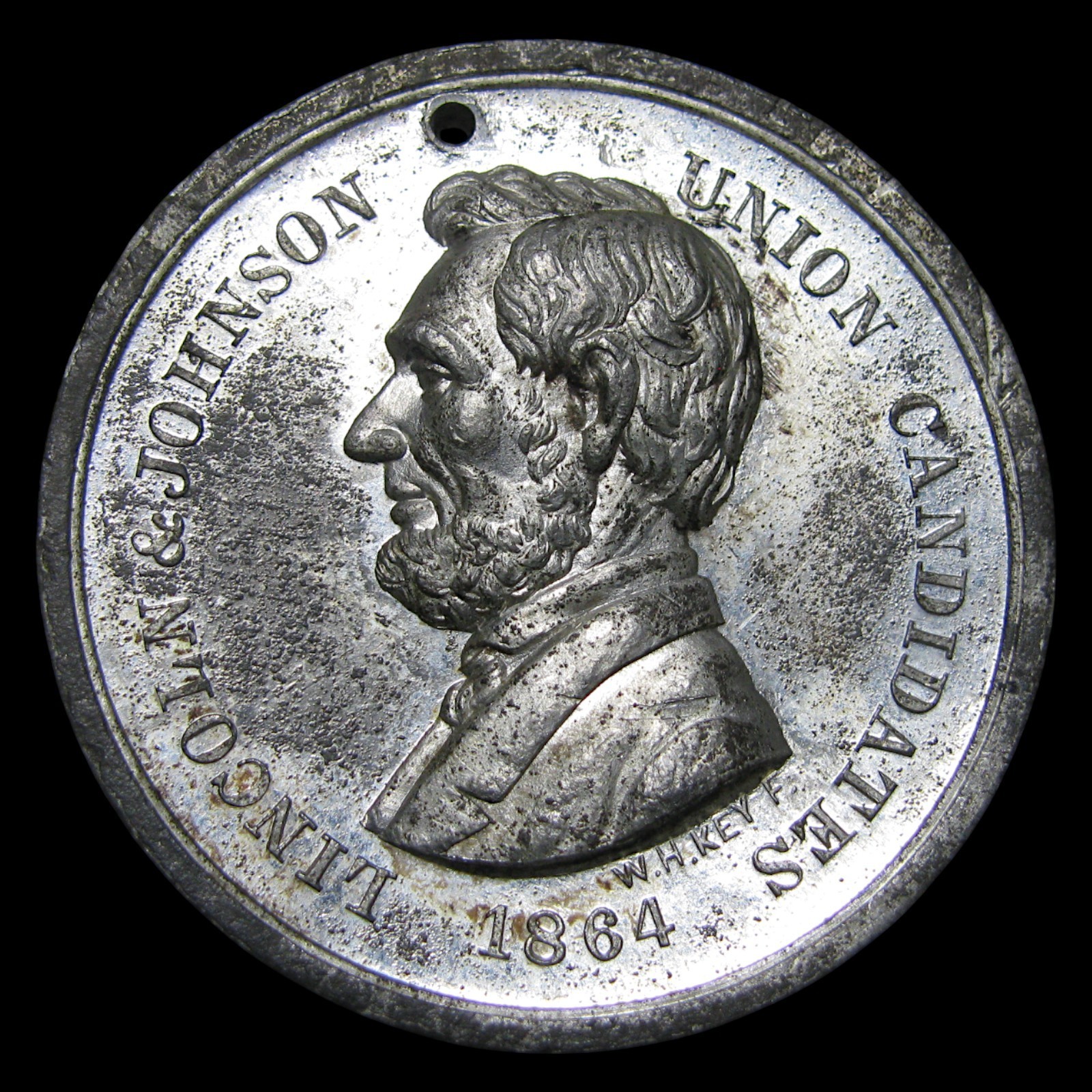 1864 Lincoln and Johnson 2nd Election Campaign Civil War Token Medal ---- #PP469