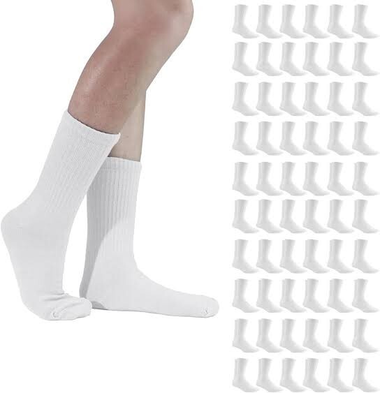 12 Pairs Men's Solid Sports Cotton Crew Socks  Athletic Work Size 9-11 10-13