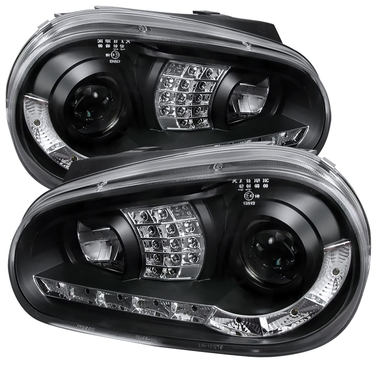 Fits 99-06 Golf GTI R32 Black LED DRL & Signal Projector Headlights Head Lamps