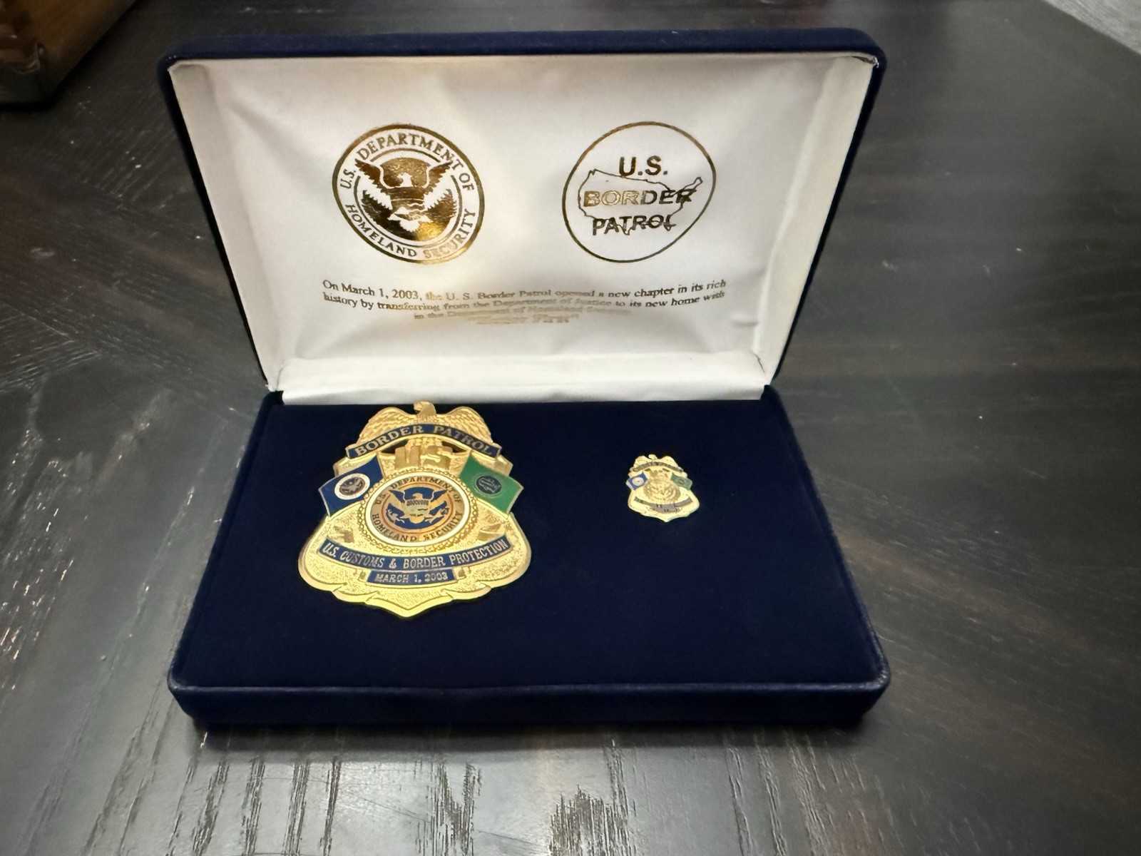U.S. Border Patrol Commemorative Transition Badge And Pin