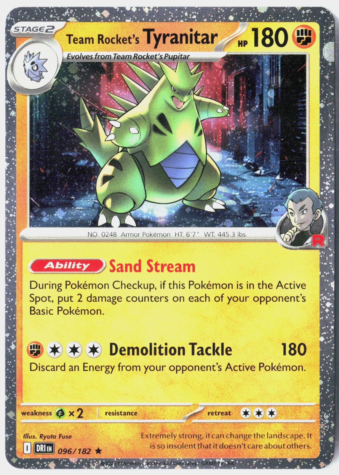 Team Rocket\'s Tyranitar [Cosmos Holo] Rare SV10: Destined Rivals 096/182