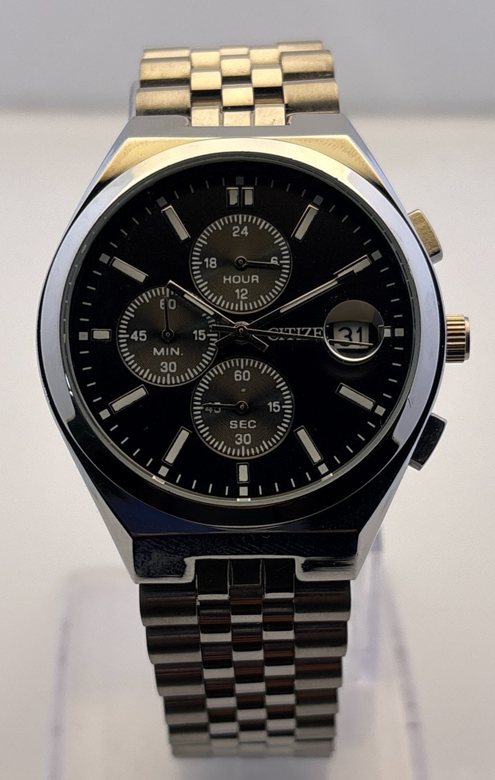 Refurbished Men\'s Citizen Black Dial Chrono Quartz Date/Small-Sec Watch