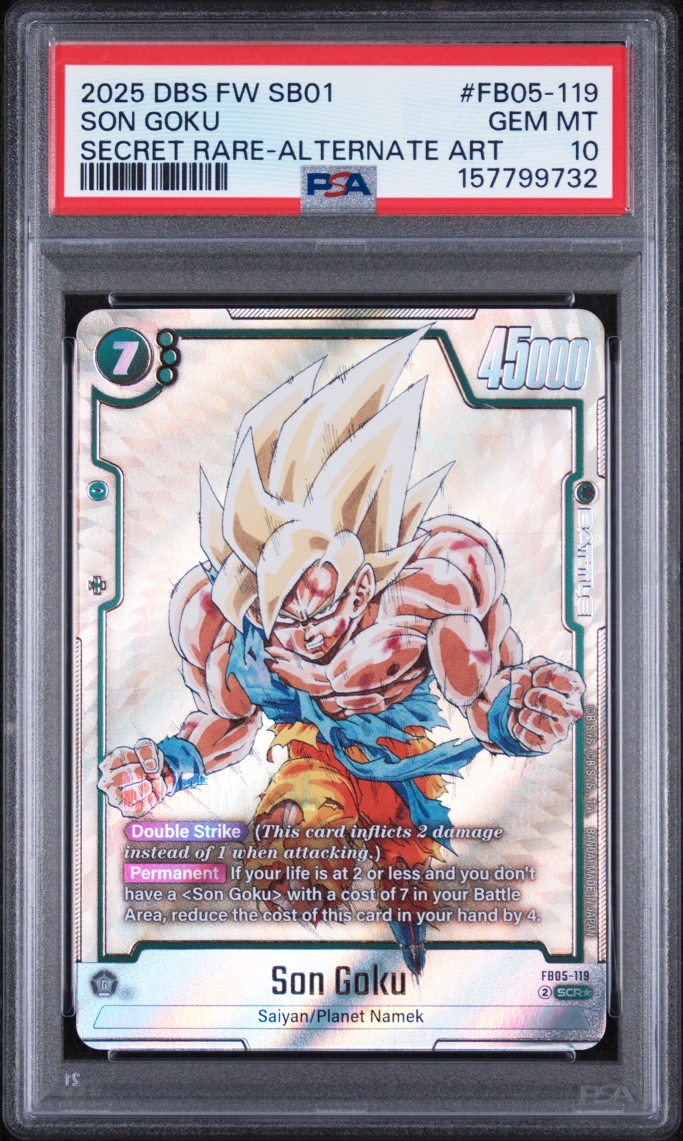 2025 DBS FW SB01 Secret Rare #FB05-119 Son Goku Alternate Art PSA 10 GEM MINT 2025 DBS FW SB01 Secret Rare #FB05-119 Son Goku Alternate Art PSA 10 GEM MINT