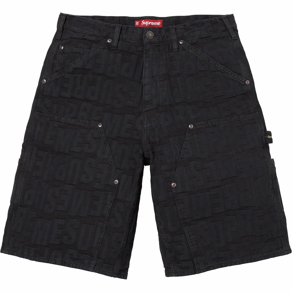 Supreme Repeat Jacquard Double Knee Denim Short Black