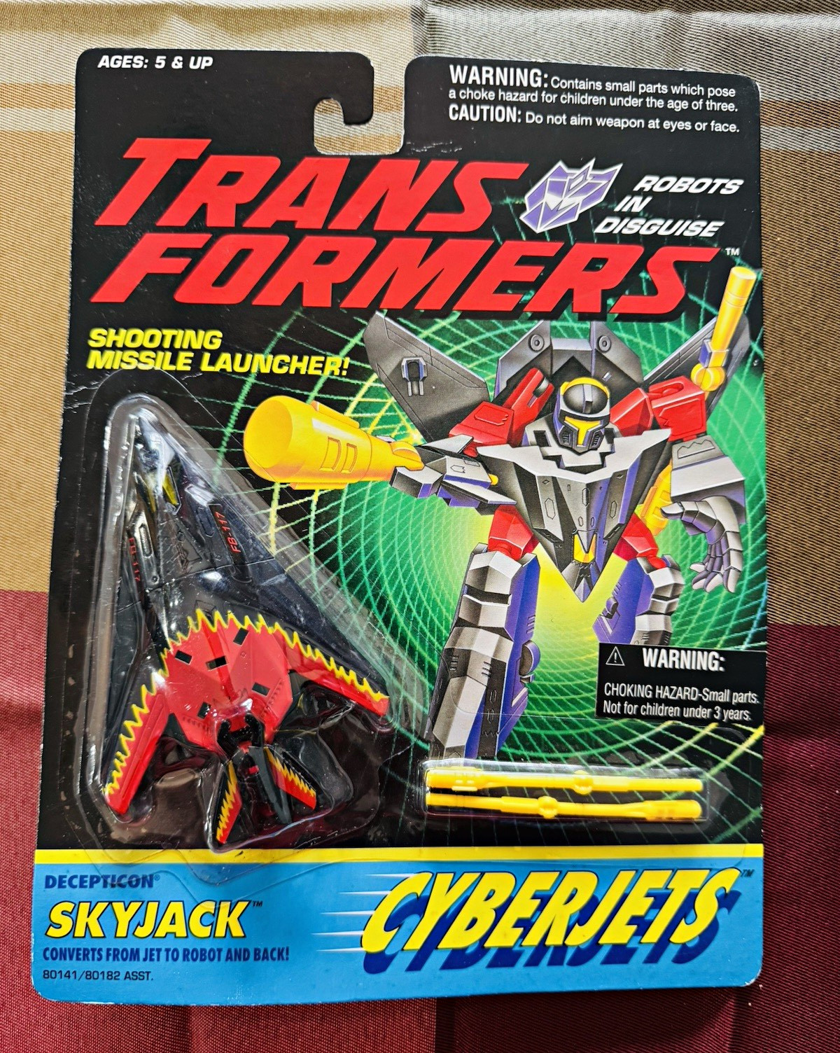 1994 Vintage Hasbro Transformers G2 Cyberjets Decepticon Skyjack Jet w/Missiles 1994 Vintage Hasbro Transformers G2 Cyberjets Decepticon Skyjack Jet w/Missiles