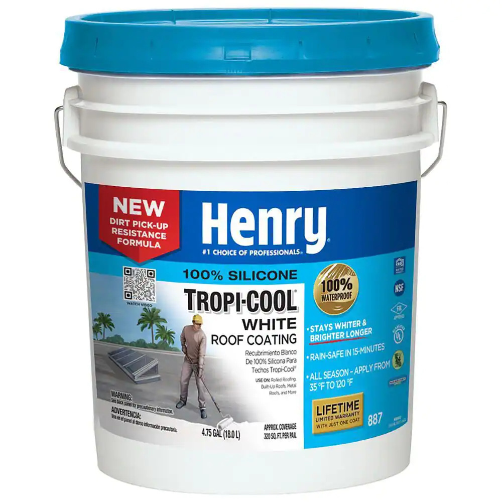 NEW Henry 887 Tropi-Cool 4.75 Gal. 100% Silicone White Roof Coating