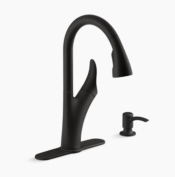 Kohler Transitional Matte Black Pulldown Kitchen Faucet 1PREC26448-SD-BL-AA Kohler Transitional Matte Black Pulldown Kitchen Faucet 1PREC26448-SD-BL-AA