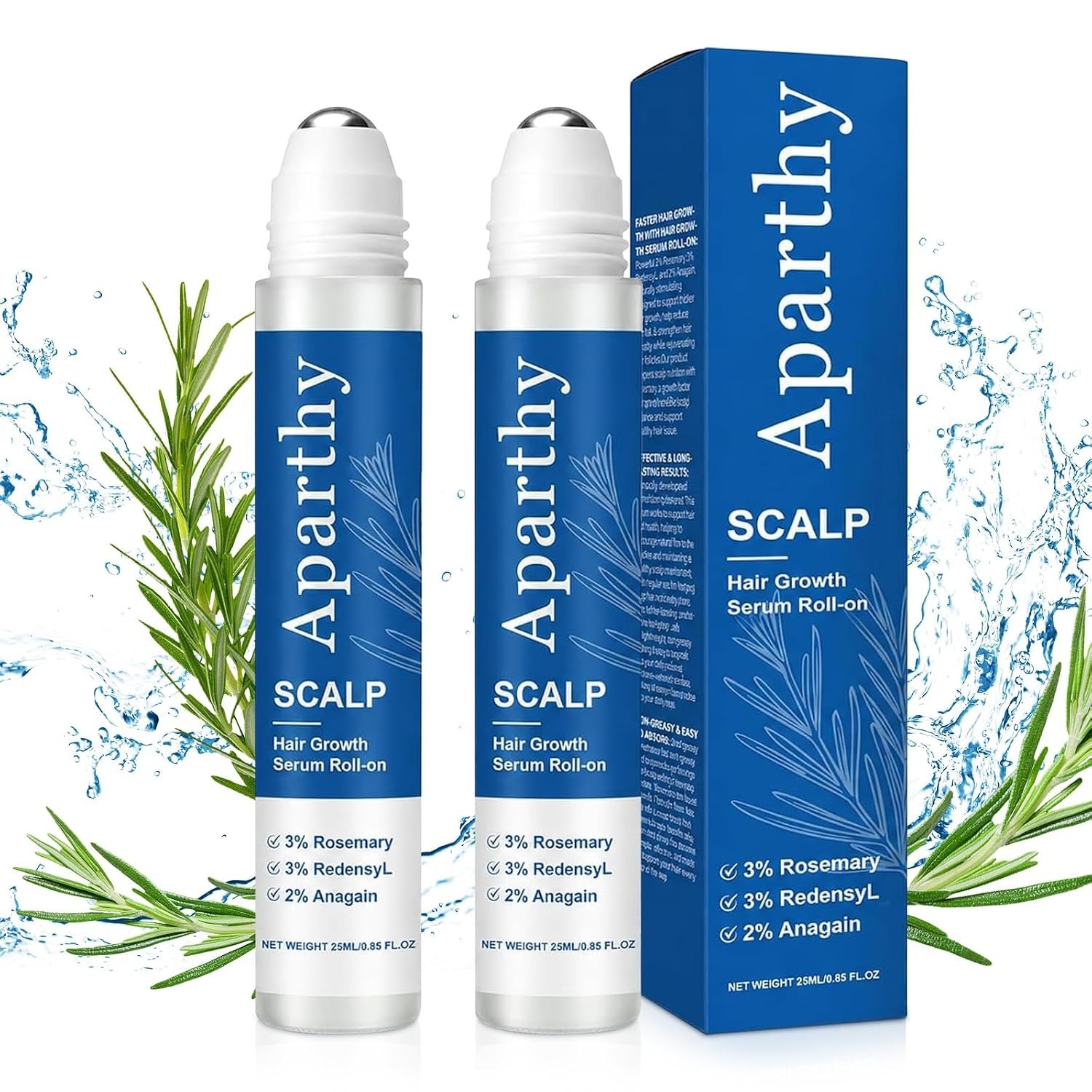 Aparthy Hair Growth serum Roll On, Advanced 0.85 Fl Oz , 2PCS