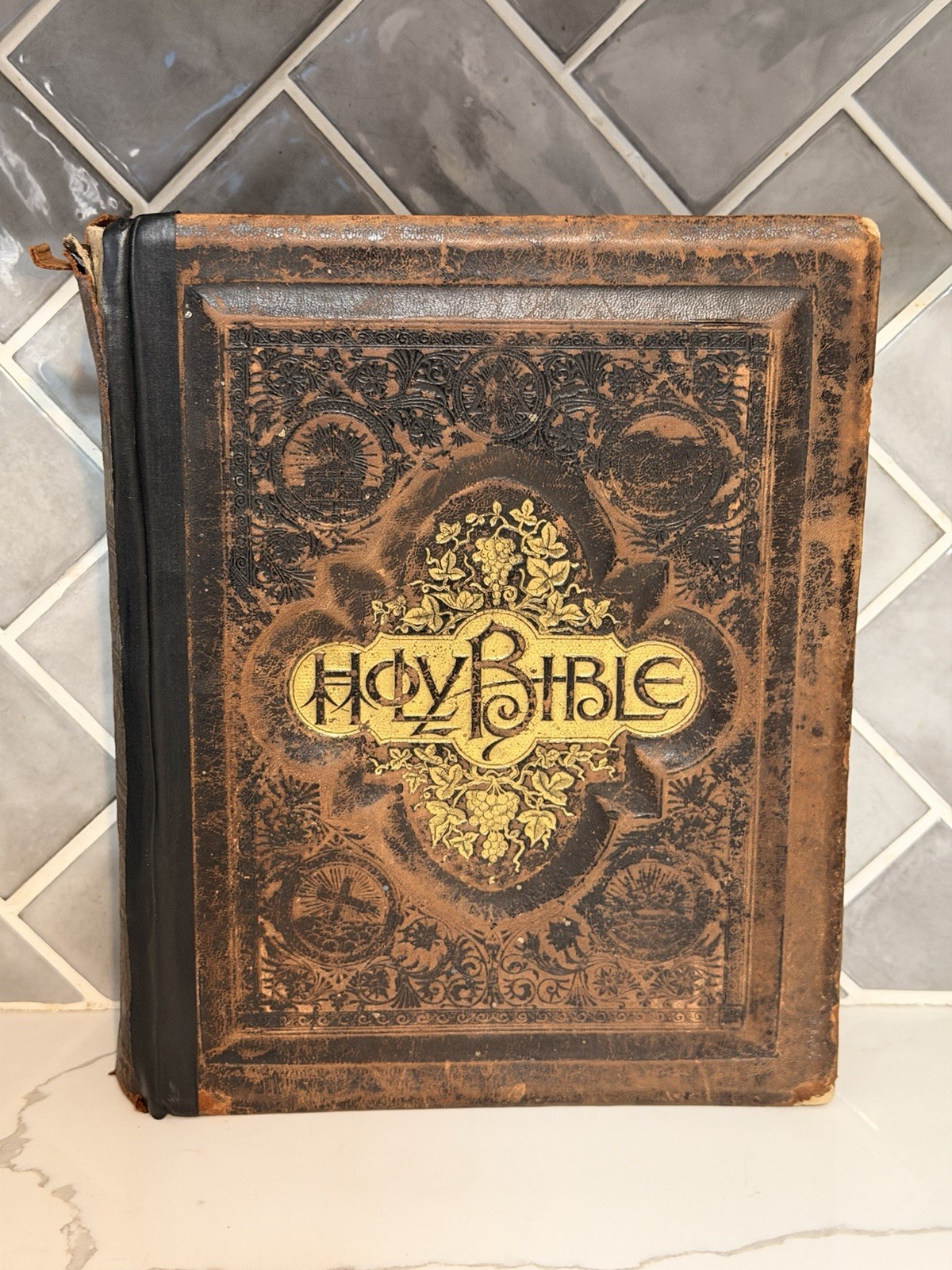 Antique Holy Bible KJV Revised Parallel Self Pronouncing 1892 Copyright