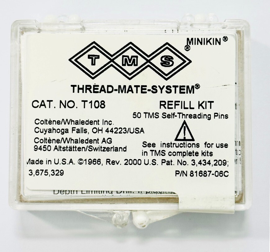 *50-Pieces* Coltene MINIKIN TMS Thread Mate System Refill Kit Pins T108 *50-Pieces* Coltene MINIKIN TMS Thread Mate System Refill Kit Pins T108
