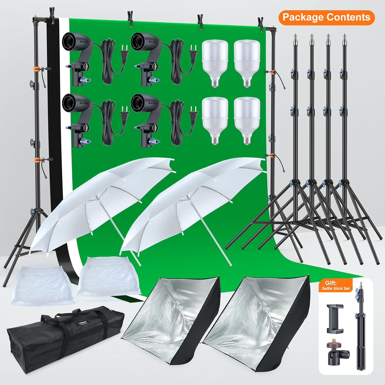 LINCO Lincostore Photo Video Studio Light Kit AM169 - Including 3 Color Backd... LINCO Lincostore Photo Video Studio Light Kit AM169 - Including 3 Color Backd...