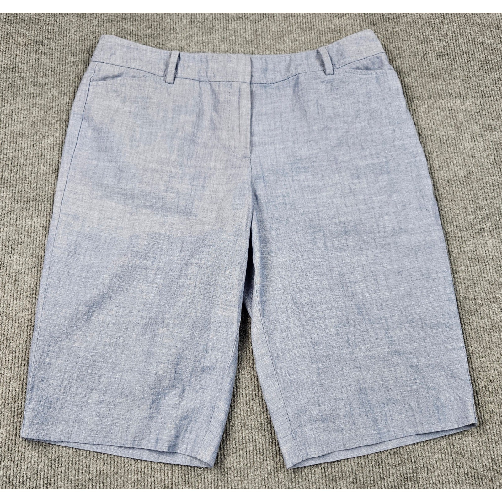 Talbots Perfect Short Womens 10 Blue Cotton Chambray Bermuda Shorts Preppy Talbots Perfect Short Womens 10 Blue Cotton Chambray Bermuda Shorts Preppy