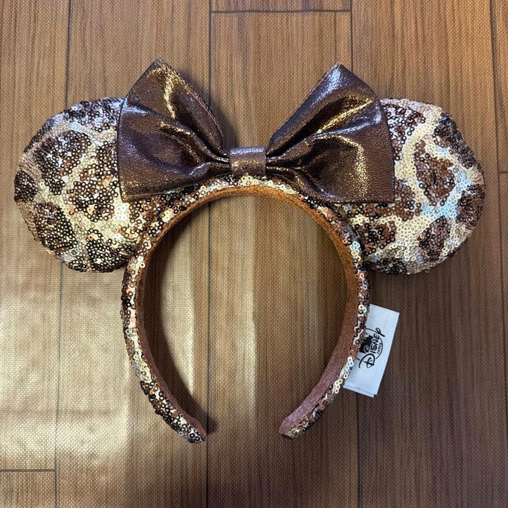 Disney Parks Giraffe Print Sequin Animal Kingdom Mickey Minnie Ears Headband