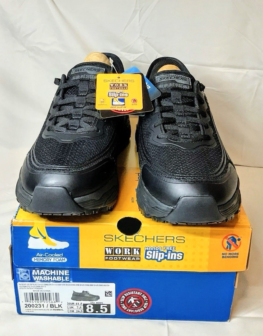 Skechers Slip Ins Men 8.5 Max Cushioning Elite Work Shoes Black 200231 NIB Skechers Slip Ins Men 8.5 Max Cushioning Elite Work Shoes Black 200231 NIB