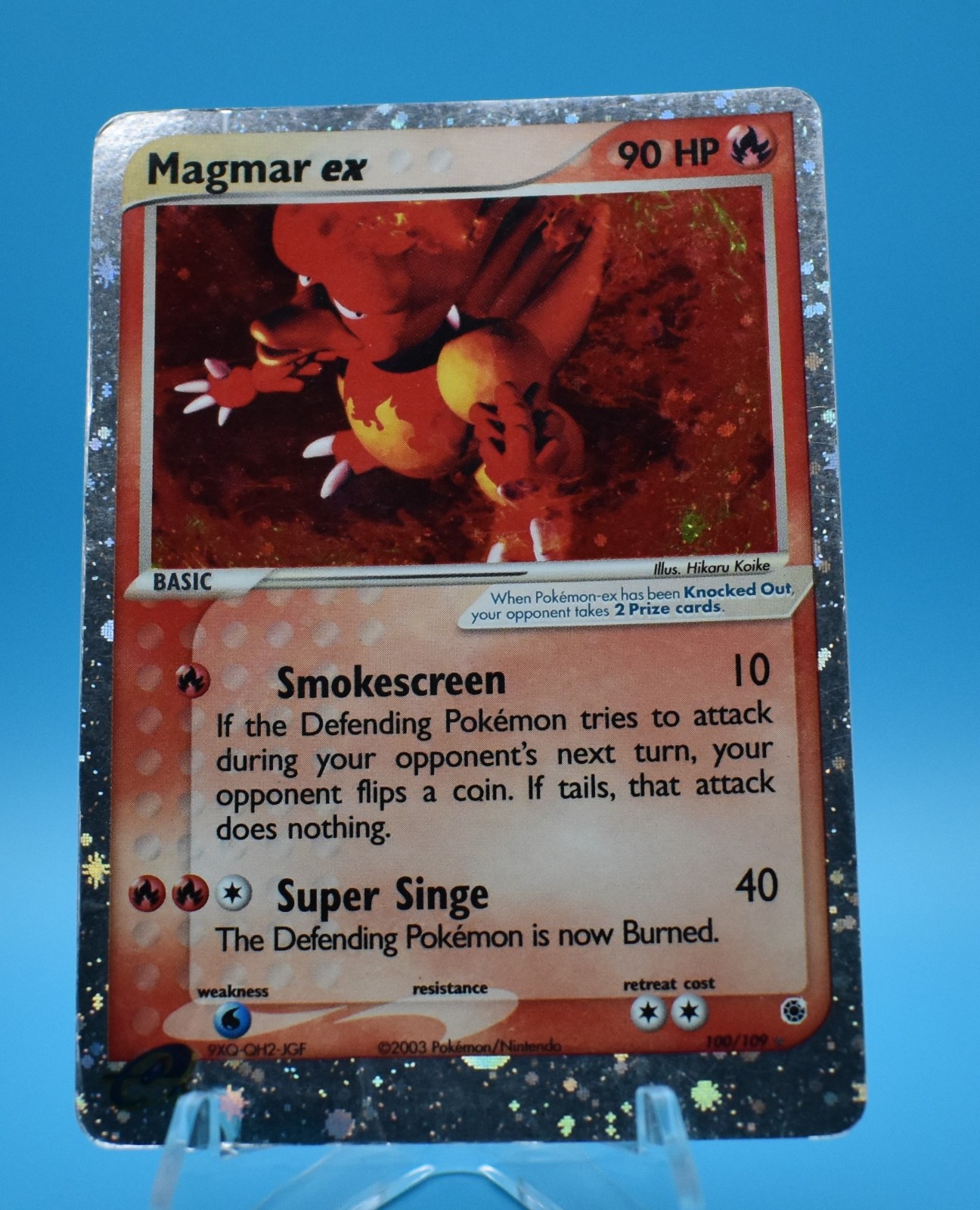 Pokémon Magmar ex 100/109 EX Ruby & Sapphire Holo English 90 HP 200 Read Desc. Pokémon Magmar ex 100/109 EX Ruby & Sapphire Holo English 90 HP 200 Read Desc.