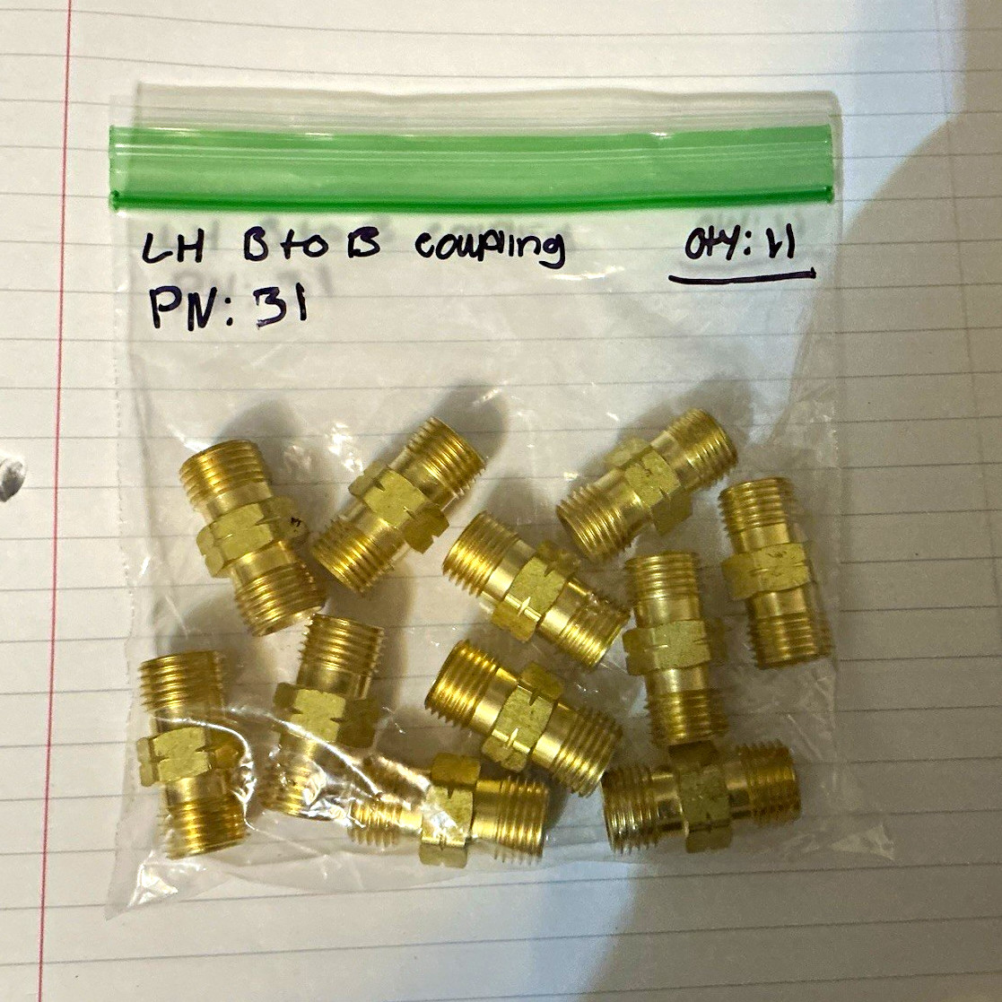 Western Enterprise Brass LH Male-to-Male Coupling Lot P/N 31 Qty 11