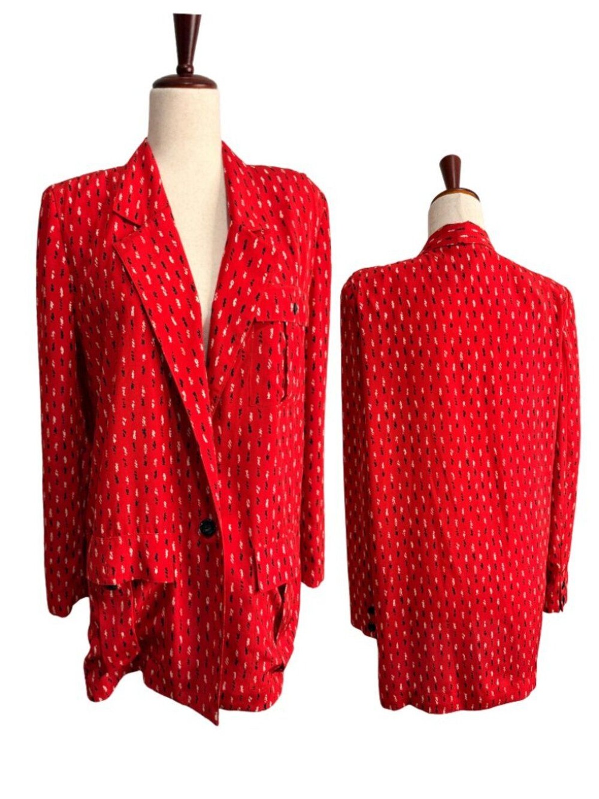 Vintage 80s Liz Claiborne Abstract Geometric Print Blazer - Sz 8