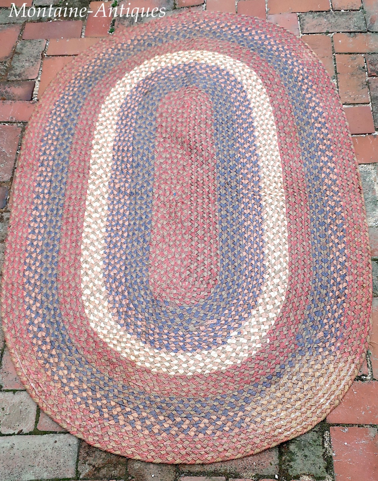 Vintage handmade Braided Rug circa 1900s Vintage handmade Braided Rug circa 1900s
