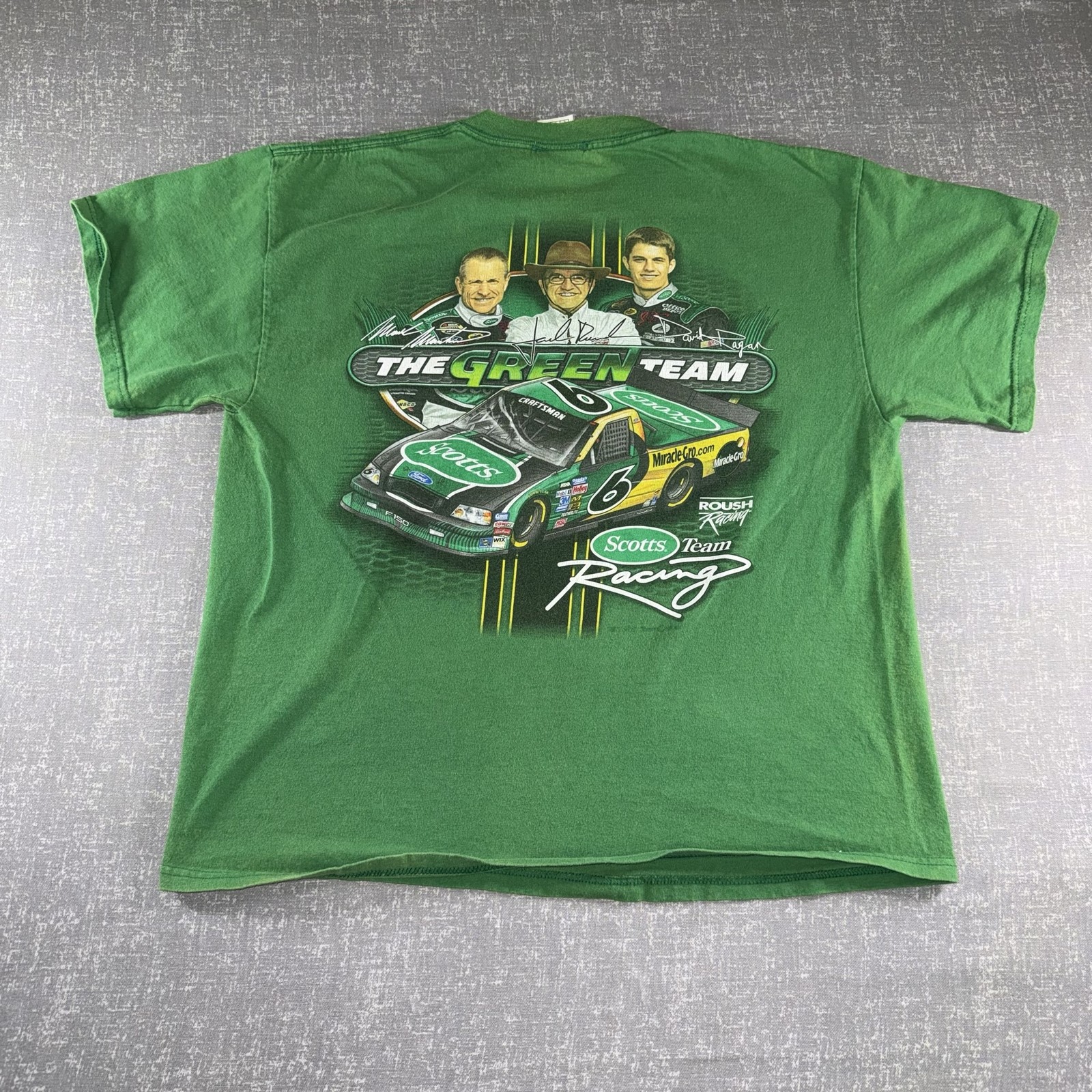 Mark Martin Shirt Mens Large Green NASCAR Team Caliber Scotts 6 Green Team Tee