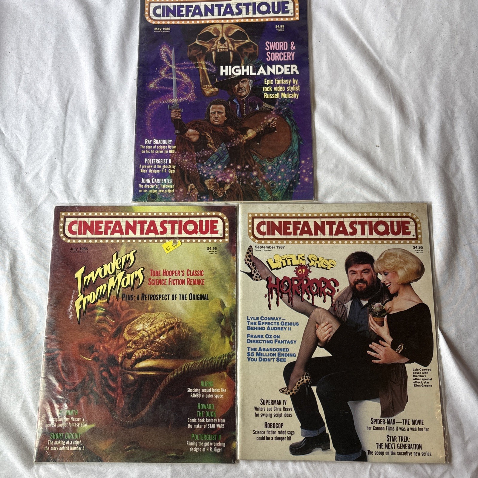 Cinefantastique Sci-Fi and Horror Movie Magazine  1986 Set of 3 (G)