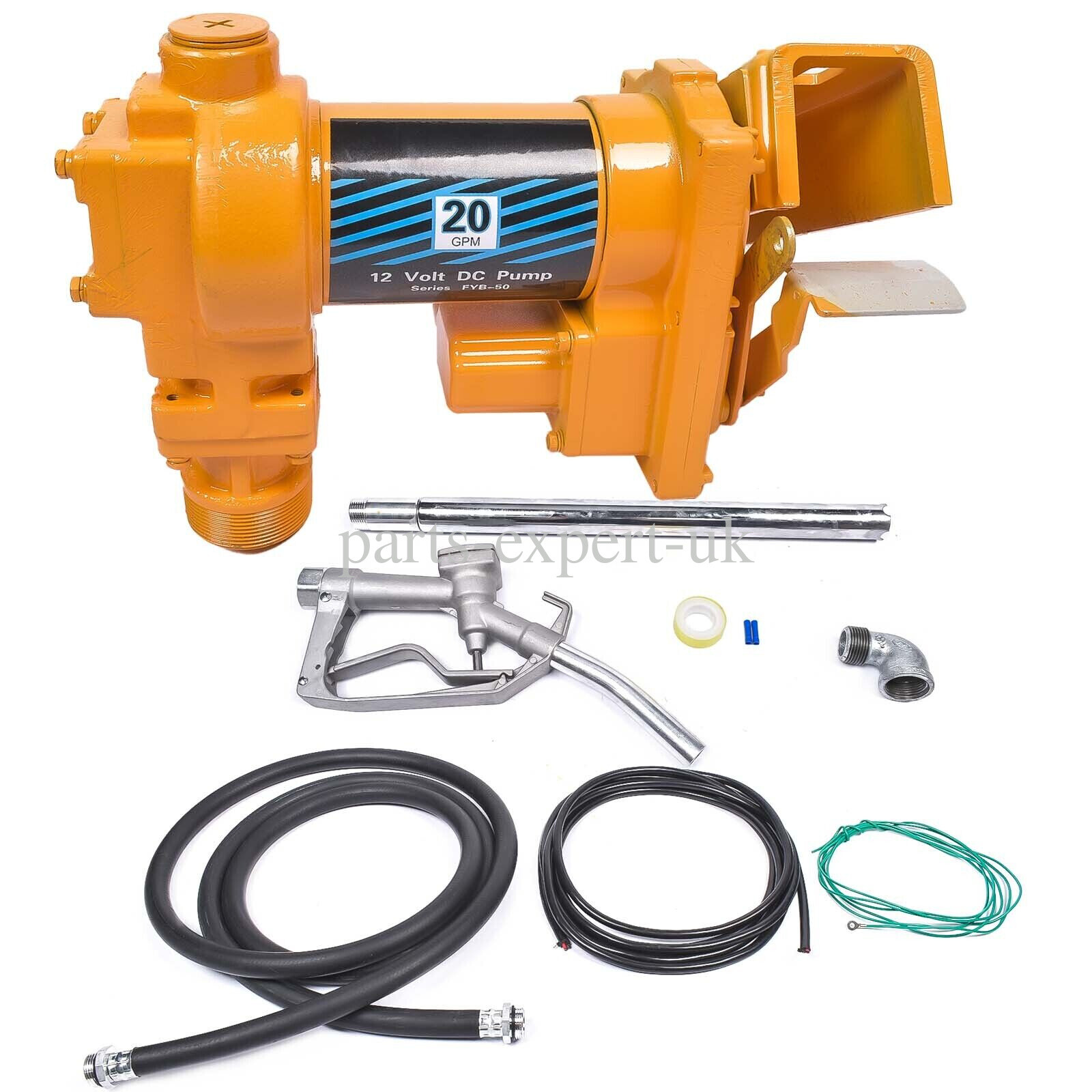 Yellow 12V 20GMP Fuel Transfer Pump+Nozzle/Hose for Gasoline Diesel Kerosene