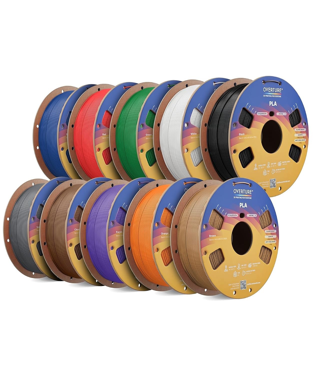 10KG Bundle High Speed PLA Filament 1.75mm for FDM 3D Printers, Multi Spool Pack 10KG Bundle High Speed PLA Filament 1.75mm for FDM 3D Printers, Multi Spool Pack