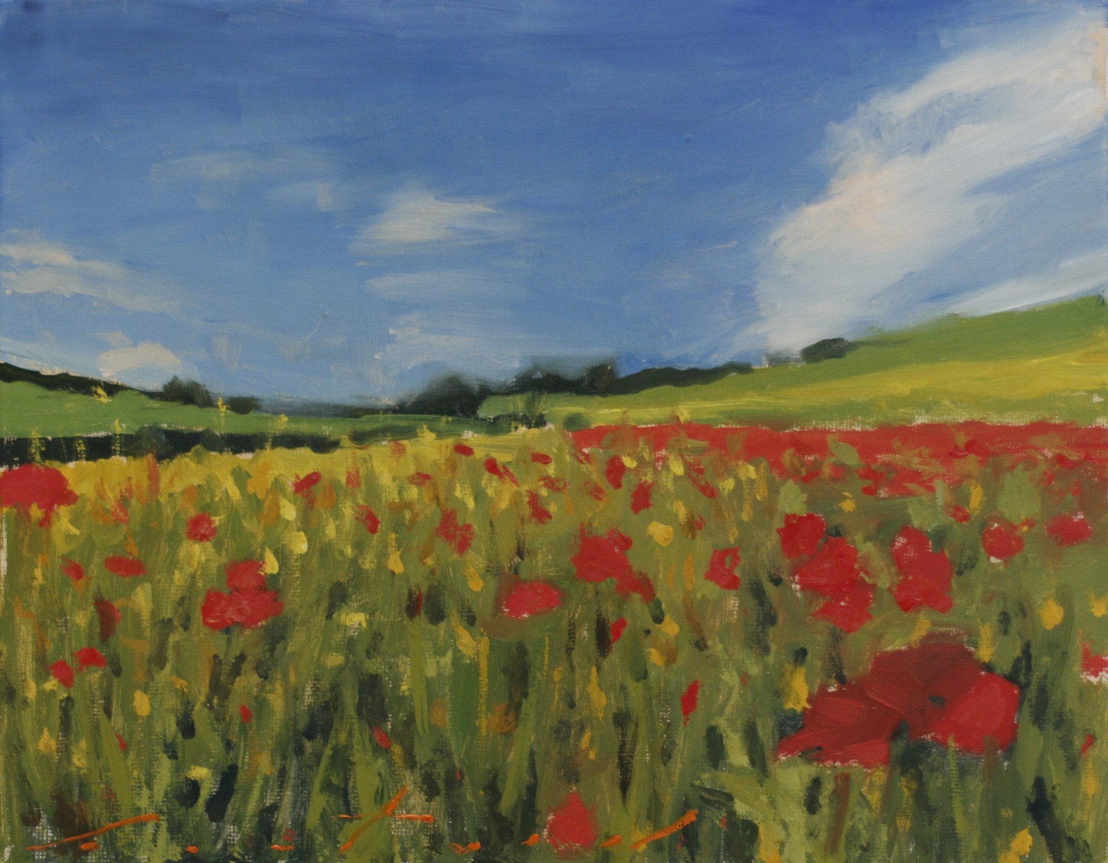 Poppy Field Art Original Hand Painted Oil Painting 8x10 Landscape Impressionism Poppy Field Art Original Hand Painted Oil Painting 8x10 Landscape Impressionism