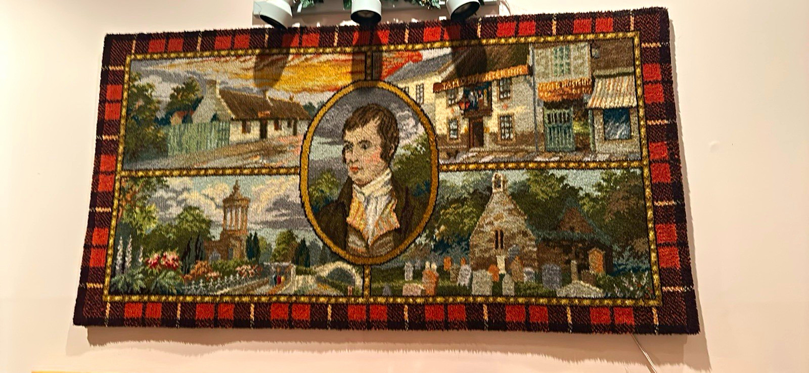 Rare Vintage Robert Burns Woven Tapestry rug - wool 69x39 imported Scotland Rare Vintage Robert Burns Woven Tapestry rug - wool 69x39 imported Scotland