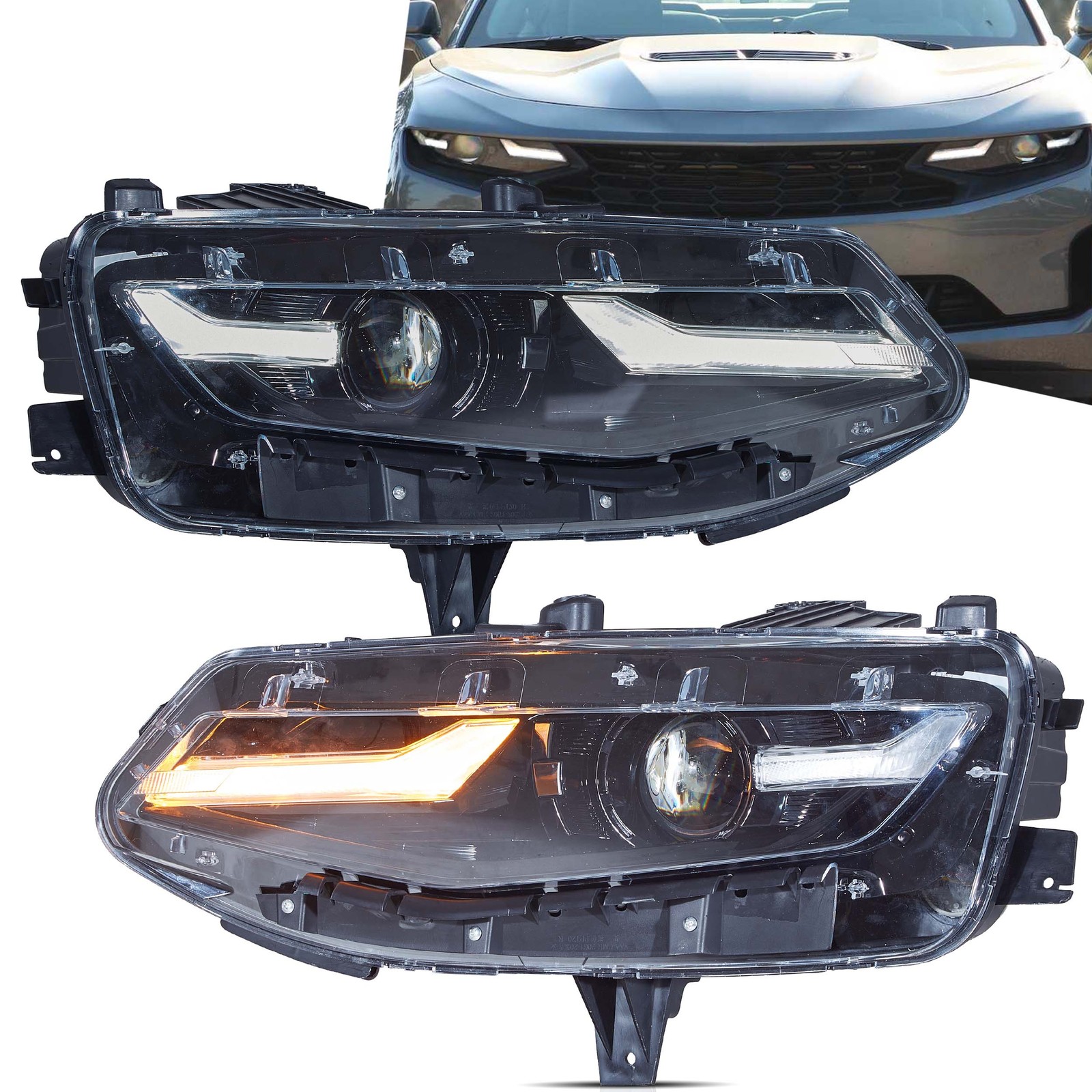 2*VLAND Full LED Headlights For Chevrolet Chevy Camaro Coupe Convertible 2019-24