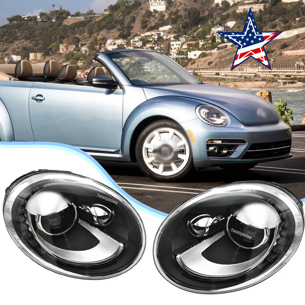For VW Beetle 2013‑2019 LED Projector Headlight Assembly w/ DRL High & Low Beam